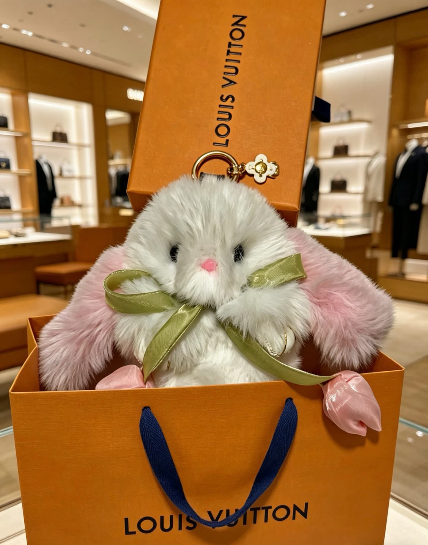 Louis Vuitton White Bunny Keychain